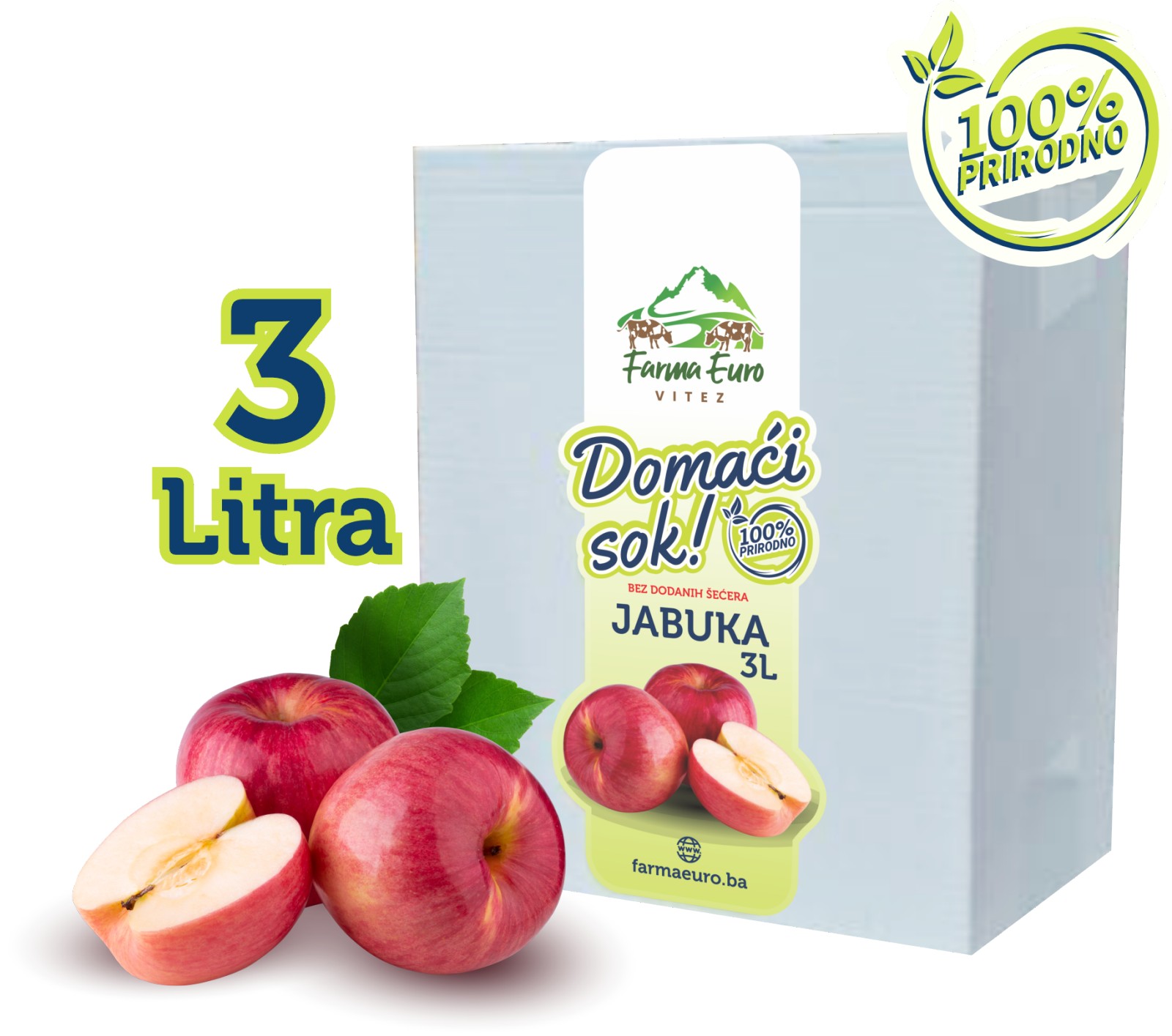 NOVO U PONUDI: Prirodni sok od jabuke u praktičnom pakiranju od 3 litra